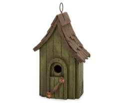 Green Distressed Wooden Birdhouse