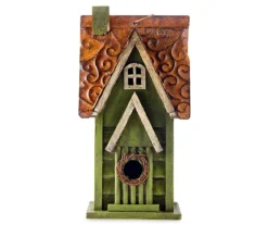 Green Wreath Wood & Metal Birdhouse