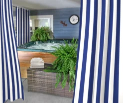 Jordan Manufacturing Stripe Grommet Outdoor Curtain