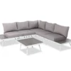 White 6-Piece Aluminum Cushioned Patio Sectional & Coffee Table Set
