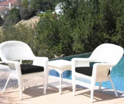 White 3-Piece Cushioned Patio All-Weather Wicker Chat Set -RAZOR COSCO SHOP 810478396