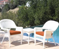 White 3-Piece Cushioned Patio All-Weather Wicker Chat Set -RAZOR COSCO SHOP 810478397