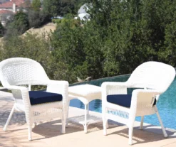 White 3-Piece Cushioned Patio All-Weather Wicker Chat Set -RAZOR COSCO SHOP 810478398