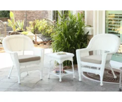 White 3-Piece Cushioned Patio All-Weather Wicker Chat Set -RAZOR COSCO SHOP 810478400 1