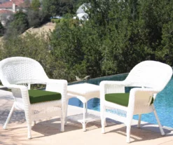 White 3-Piece Cushioned Patio All-Weather Wicker Chat Set -RAZOR COSCO SHOP 810478401