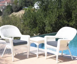 White 3-Piece Cushioned Patio All-Weather Wicker Chat Set -RAZOR COSCO SHOP 810478402