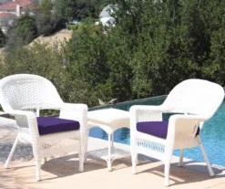 White 3-Piece Cushioned Patio All-Weather Wicker Chat Set -RAZOR COSCO SHOP 810478404
