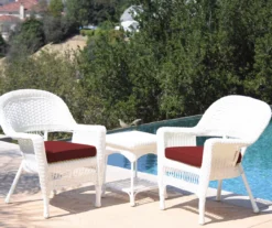 White 3-Piece Cushioned Patio All-Weather Wicker Chat Set -RAZOR COSCO SHOP 810478405