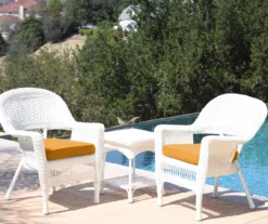 White 3-Piece Cushioned Patio All-Weather Wicker Chat Set -RAZOR COSCO SHOP 810478407