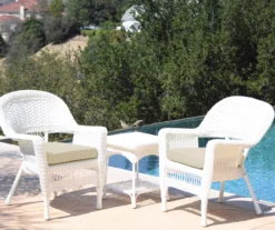 White 3-Piece Cushioned Patio All-Weather Wicker Chat Set -RAZOR COSCO SHOP 810478408