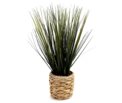 Tall Grass In Basket Woven Pot