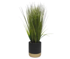 Grass In Black & Gold Ceramic Pot