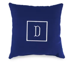 "D" Monogram Indoor/Outdoor Throw Pillow -RAZOR COSCO SHOP 810522312
