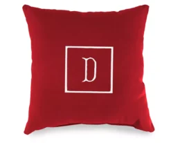 "D" Monogram Indoor/Outdoor Throw Pillow -RAZOR COSCO SHOP 810522323