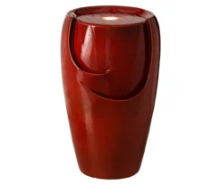 Red Glaze Pot LED Water Fountain