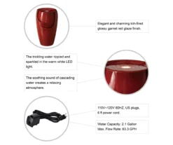 Red Glaze Pot LED Water Fountain -RAZOR COSCO SHOP 810525095 4