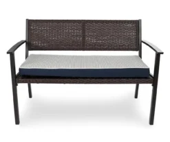 Navy Blue Tick Stripe Reversible Deluxe Outdoor Bench Cushion -RAZOR COSCO SHOP 810525197 2