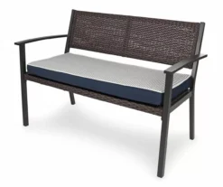 Navy Blue Tick Stripe Reversible Deluxe Outdoor Bench Cushion -RAZOR COSCO SHOP 810525197 3