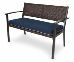 Navy Blue Tick Stripe Reversible Deluxe Outdoor Bench Cushion -RAZOR COSCO SHOP 810525197 4