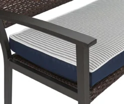 Navy Blue Tick Stripe Reversible Deluxe Outdoor Bench Cushion -RAZOR COSCO SHOP 810525197 6
