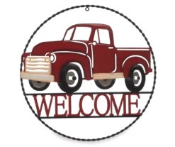 "Welcome" Red Truck Wall Decor