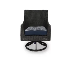 Navy Blue Banana Leaf 4-Piece Outdoor Wicker Chair Cushion Set -RAZOR COSCO SHOP 810525531 2