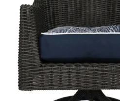 Navy Blue Banana Leaf 4-Piece Outdoor Wicker Chair Cushion Set -RAZOR COSCO SHOP 810525531 4