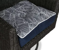 Navy Blue Banana Leaf 4-Piece Outdoor Wicker Chair Cushion Set -RAZOR COSCO SHOP 810525531 5