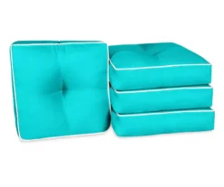Turquoise 4-Piece Outdoor Wicker Chair Cushion Set -RAZOR COSCO SHOP 810525534 6