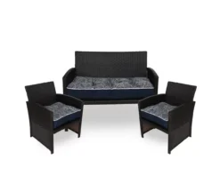 Navy Blue Banana Leaf Outdoor Chair & Settee Cushion Set -RAZOR COSCO SHOP 810525537 3