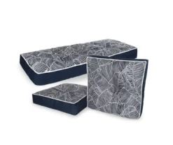 RAZOR COSCO SHOP 21 Navy Blue Banana Leaf Outdoor Chair & Settee Cushion Set