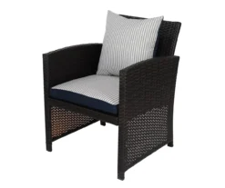 Navy Blue Tick Stripe 4-Piece Reversible Deluxe Outdoor Chair Cushions Set -RAZOR COSCO SHOP 810525547 3