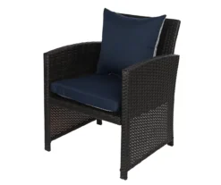 Navy Blue Tick Stripe 4-Piece Reversible Deluxe Outdoor Chair Cushions Set -RAZOR COSCO SHOP 810525547 4