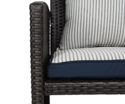 Navy Blue Tick Stripe 4-Piece Reversible Deluxe Outdoor Chair Cushions Set -RAZOR COSCO SHOP 810525547 5