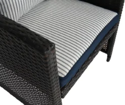 Navy Blue Tick Stripe 4-Piece Reversible Deluxe Outdoor Chair Cushions Set -RAZOR COSCO SHOP 810525547 6