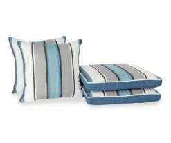 Captain's Blue Stripe 4-Piece Reversible Deluxe Outdoor Cushion Set -RAZOR COSCO SHOP 810525549 5