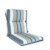 Captain's Blue Stripe High-Back Reversible Outdoor Chair Cushion