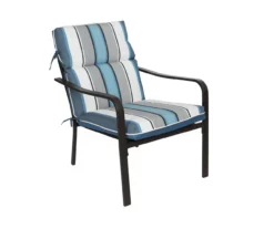 Captain's Blue Stripe High-Back Reversible Outdoor Chair Cushion -RAZOR COSCO SHOP 810525557 2