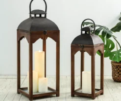 Brown Open Frame 2-Piece Candle Lantern Set -RAZOR COSCO SHOP 810528356 17