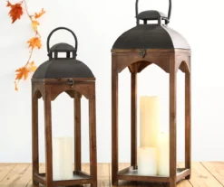 Brown Open Frame 2-Piece Candle Lantern Set -RAZOR COSCO SHOP 810528356 19