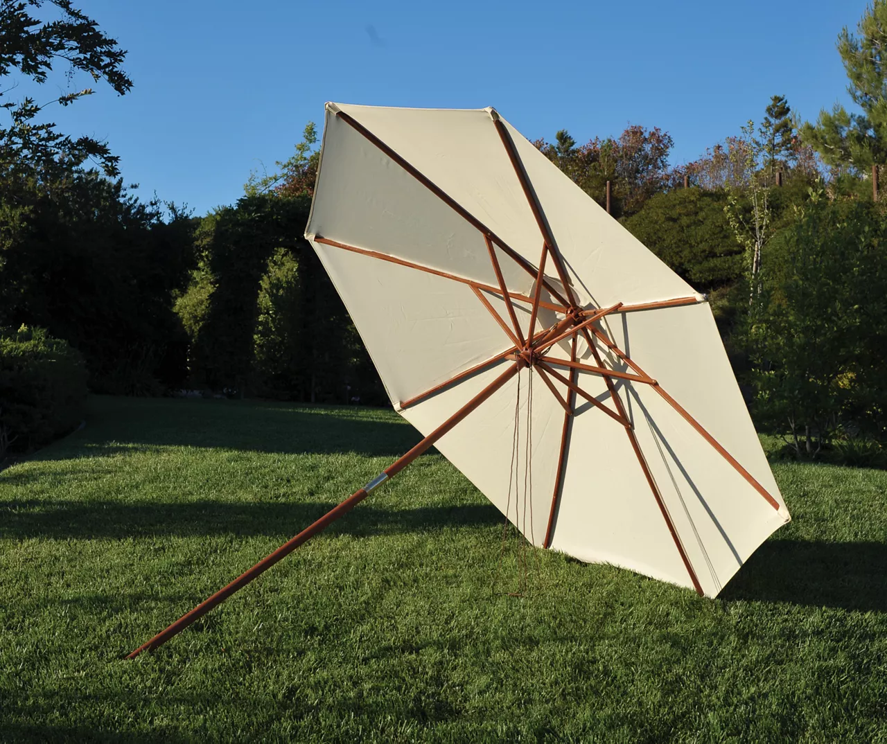 9' Natural Wood Market Patio Umbrella 5 9' Natural Wood Market Patio Umbrella - Image 5