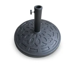 Black Round Embossed Stone Resin Umbrella Base