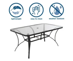 Paloma Gray Glass Top & Steel Patio Dining Table -RAZOR COSCO SHOP 810541220 2