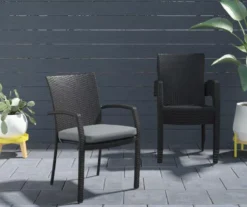 COSCO Lakewood Ranch Black Cushioned Wicker Patio Dining Chairs, 6-Pack -RAZOR COSCO SHOP 810541484 2