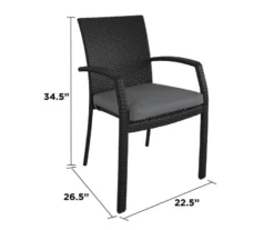 COSCO Lakewood Ranch Black Cushioned Wicker Patio Dining Chairs, 6-Pack -RAZOR COSCO SHOP 810541484 6