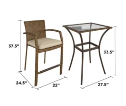 Lakewood Ranch Brown 3-Piece Wicker High Top Bistro Patio Furniture Set -RAZOR COSCO SHOP 810541486 6