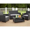 COSCO Malmo Black 4-Piece Wicker Cushioned Patio Furniture Set
