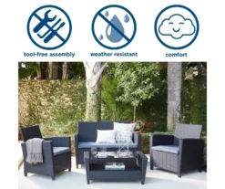 COSCO Malmo Black 4-Piece Wicker Cushioned Patio Furniture Set -RAZOR COSCO SHOP 810541489 4