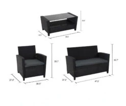 COSCO Malmo Black 4-Piece Wicker Cushioned Patio Furniture Set -RAZOR COSCO SHOP 810541489 6