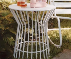 Roberta White Steel Patio Side Table -RAZOR COSCO SHOP 810541492 2